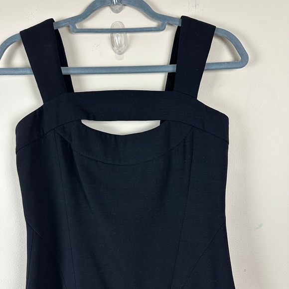 Emilio Pucci Black Wool Sheath Dress Strappy Designer Quiet Luxury Career Preppy - Picture 3 of 16